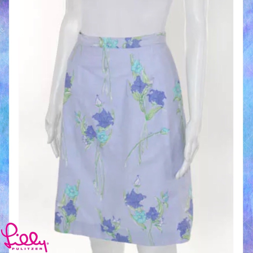 LILLY PULITZER Beautiful Blue Floral A-Line Skirt